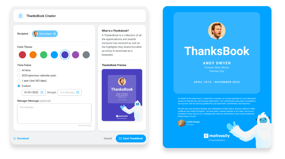 Screenshot of new awards page