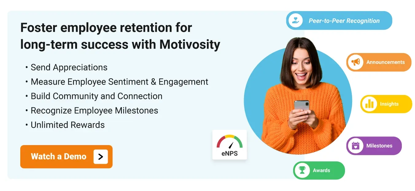 Image of a company using Motivosity to foster employee retention.
