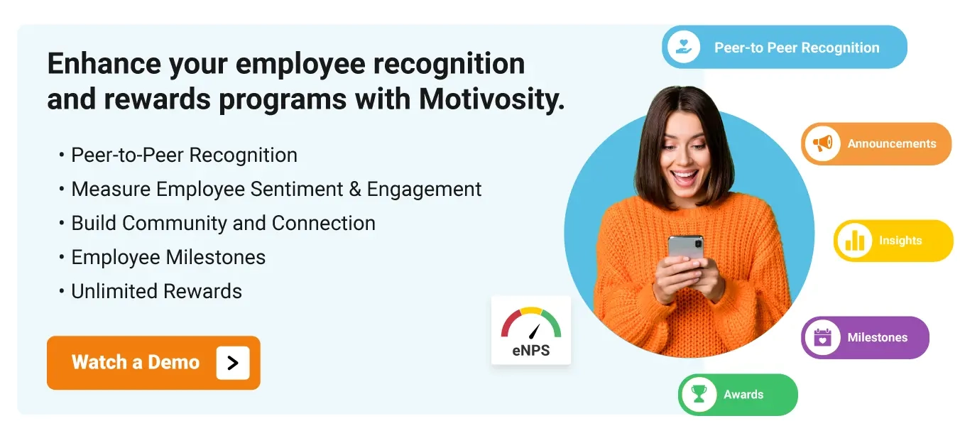 Image of an employee using Motivosity to participate in recognition at their company.