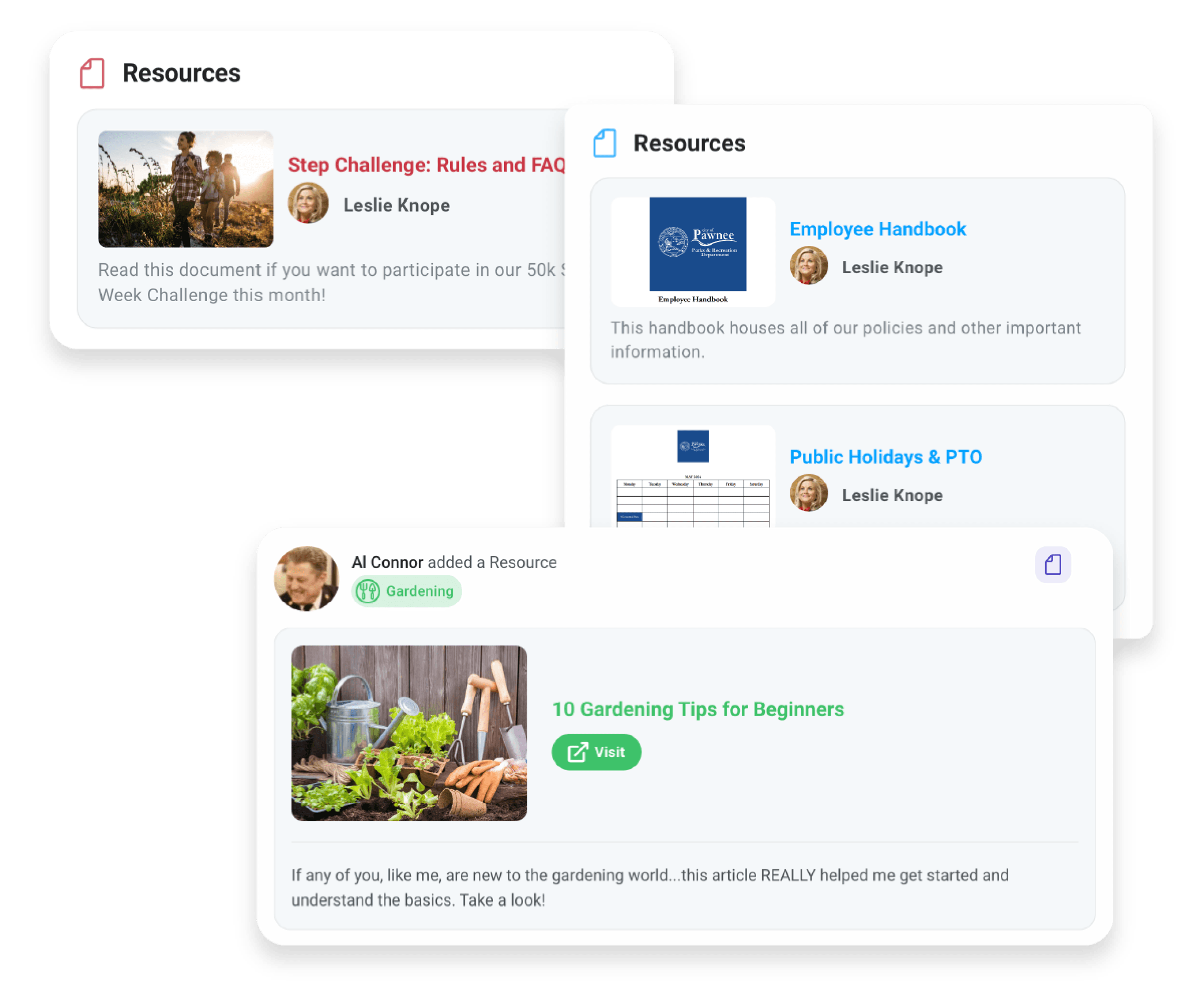 Image of company resources hosted in Motivosity. Use this for the organization of paperwork, handbooks, and relevant content.