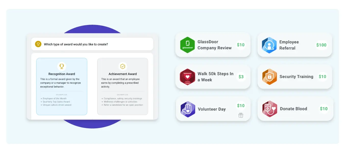 Image of employee awards in Motivosity that can be used as part of employee retention programs.