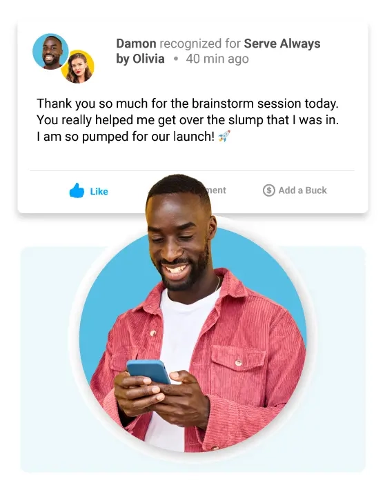 image of a team member sending a peer recognition in Motivosity.