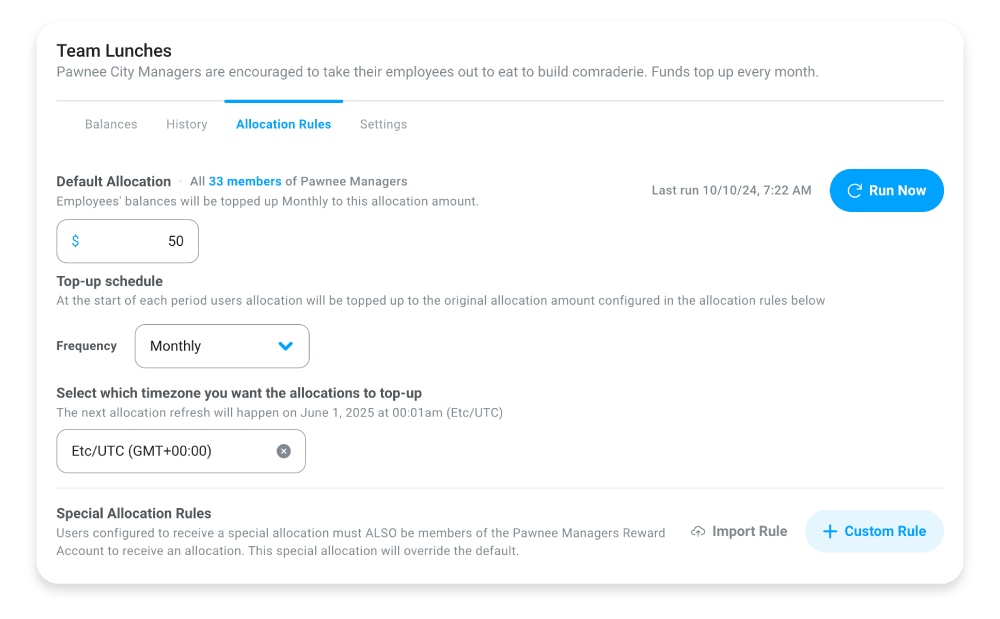 Screenshot of new automated funding feature