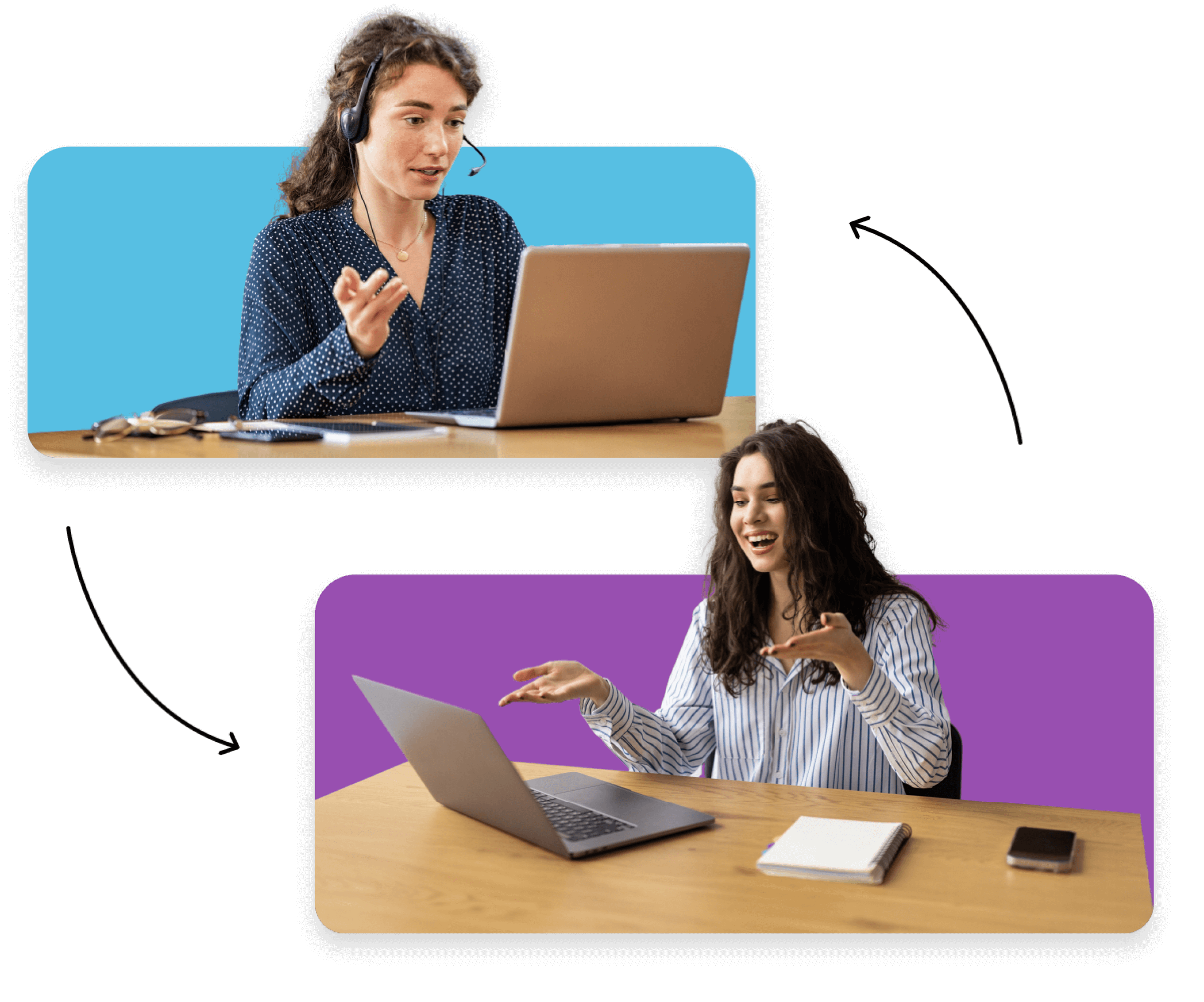 Product demo image of steps or photo of people working together.