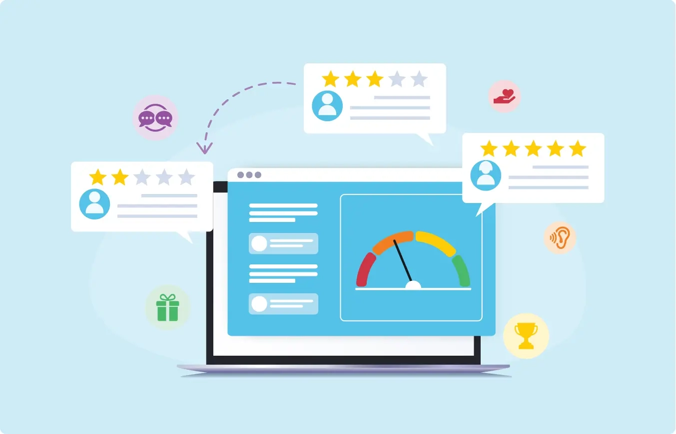 Image of screens with reviews about a product