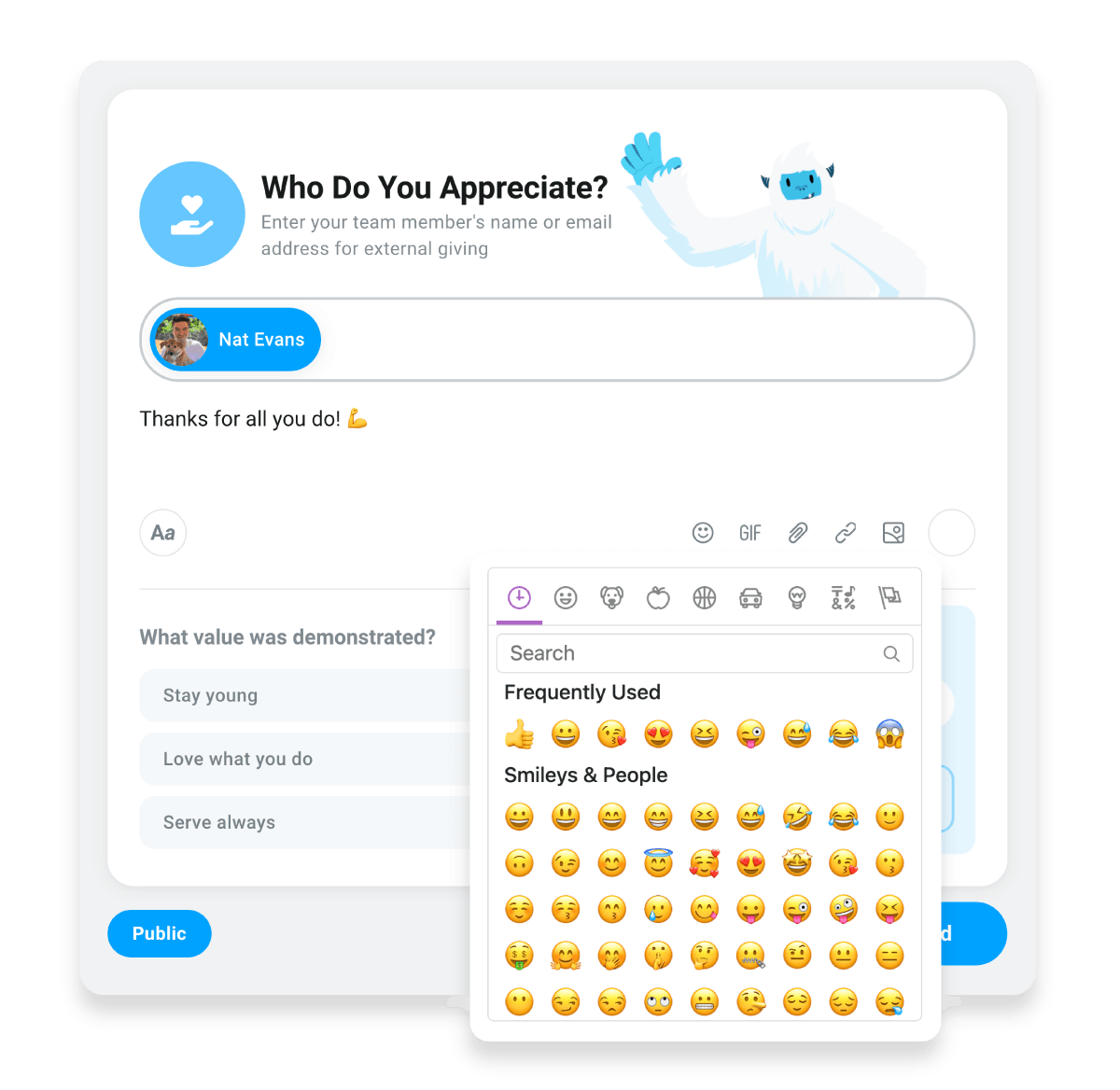 Screenshot of new awards page