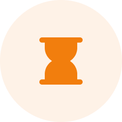 Icon of an hourglass representing how Motivosity solves time consuming processes and saves time for HR departments.