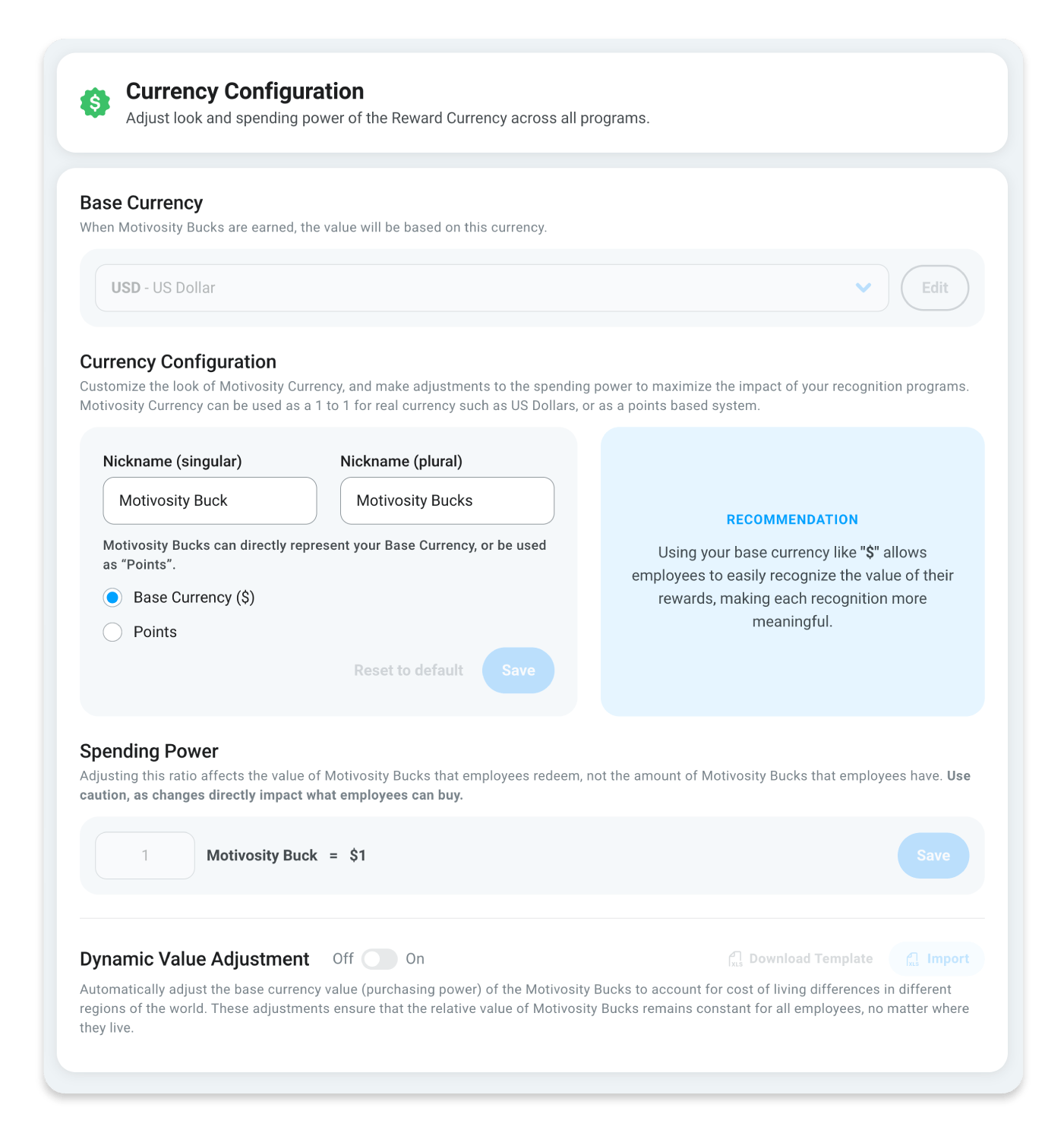 Screenshot of new awards page