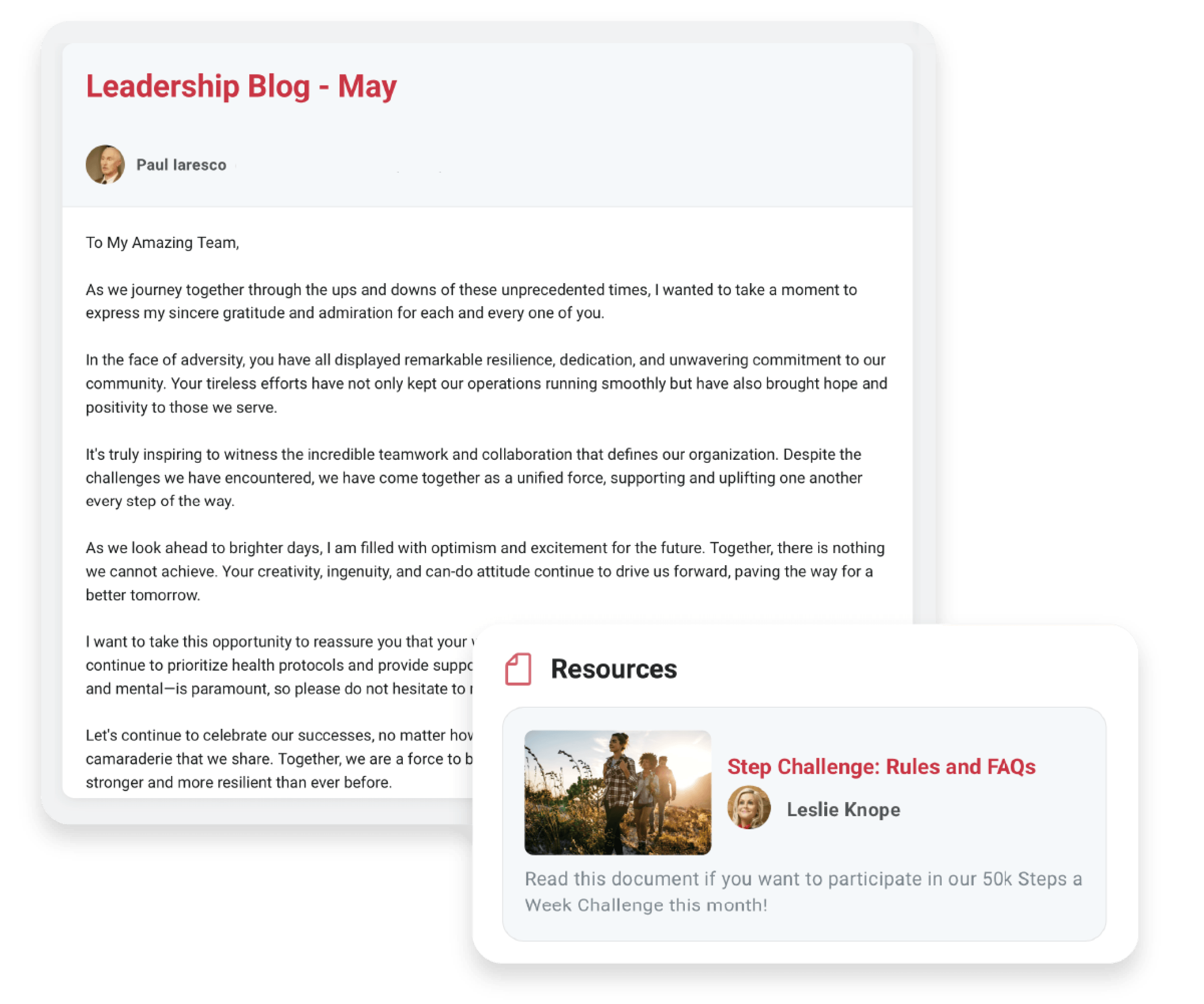 Image of an employee communication group built to support managers and leadership in communicating with their team members.