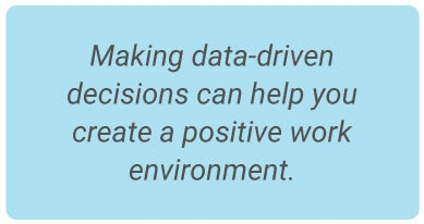 image with text - Making data-driven decisions can help you create a positive work environment.
