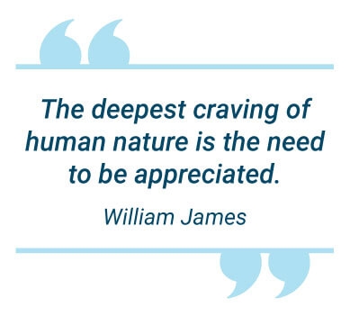 image with text - The deepest craving of human nature is the need to be appreciated.