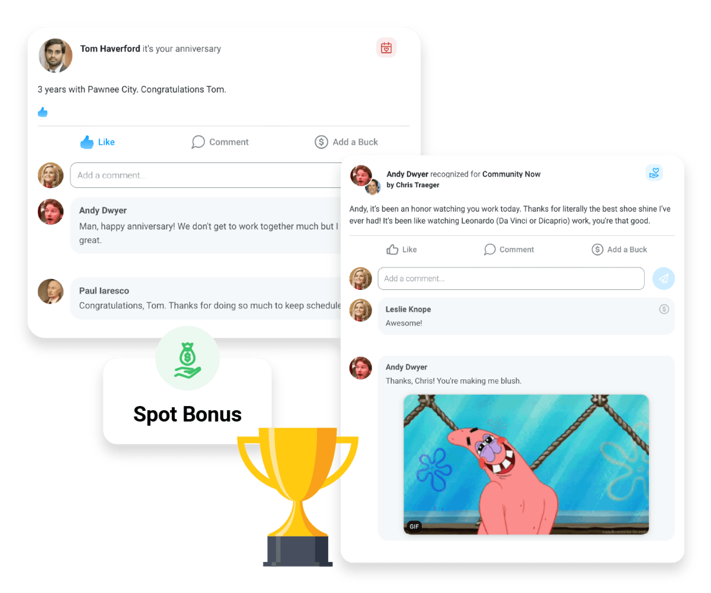 Image of an employee recognition program, which provides benefits like improved company culture, retention, and more.