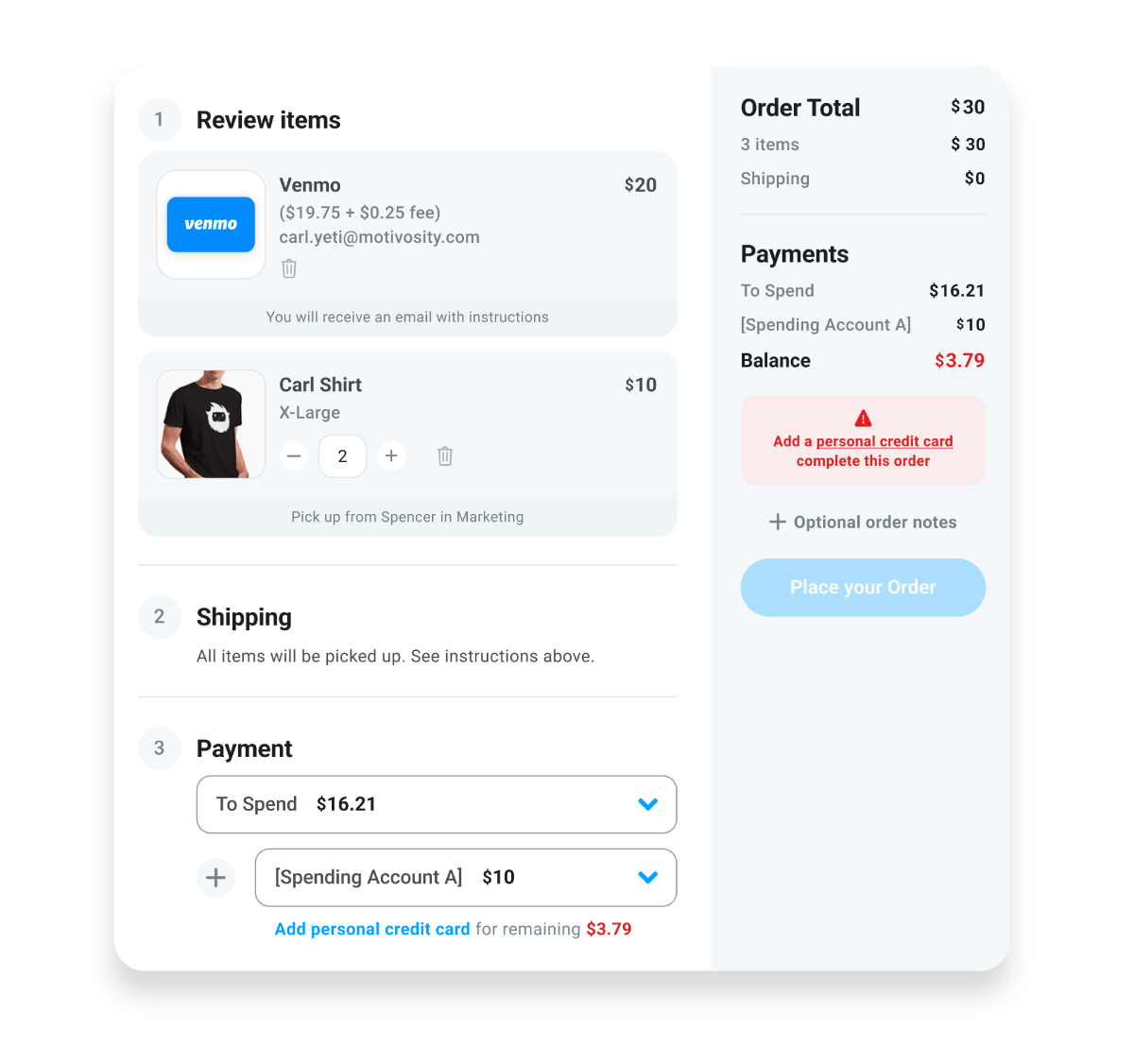 Screenshot of new awards page