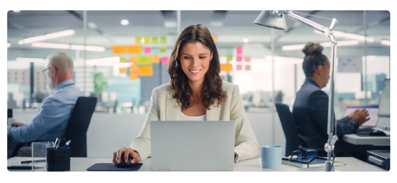 Image of an engaged employee in a corporate workplace.