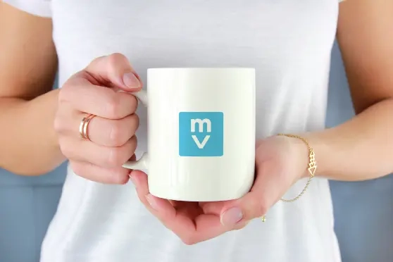 Image of a coffee mug, custom drinkware, for swag ideas.