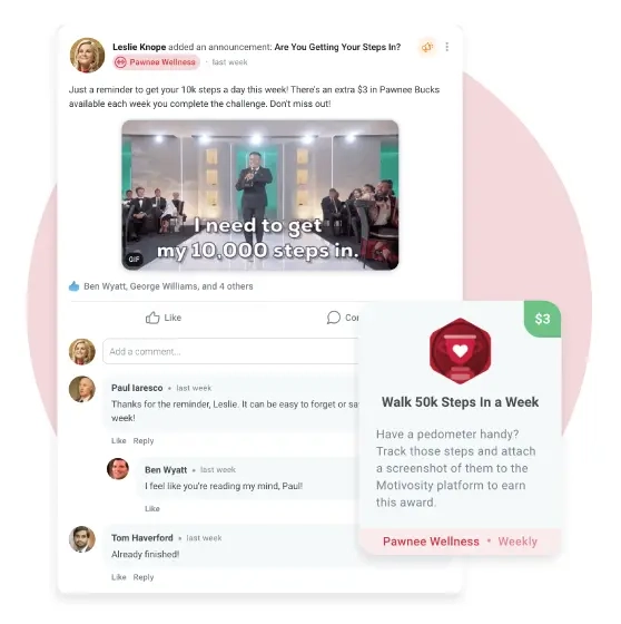 Image of a wellness program in Motivosity, an employee recognition and rewards software for today's workforce.