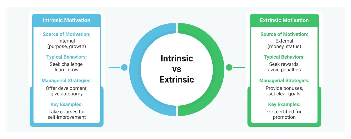 Intrinsic vs extrinsic employee motivation chart