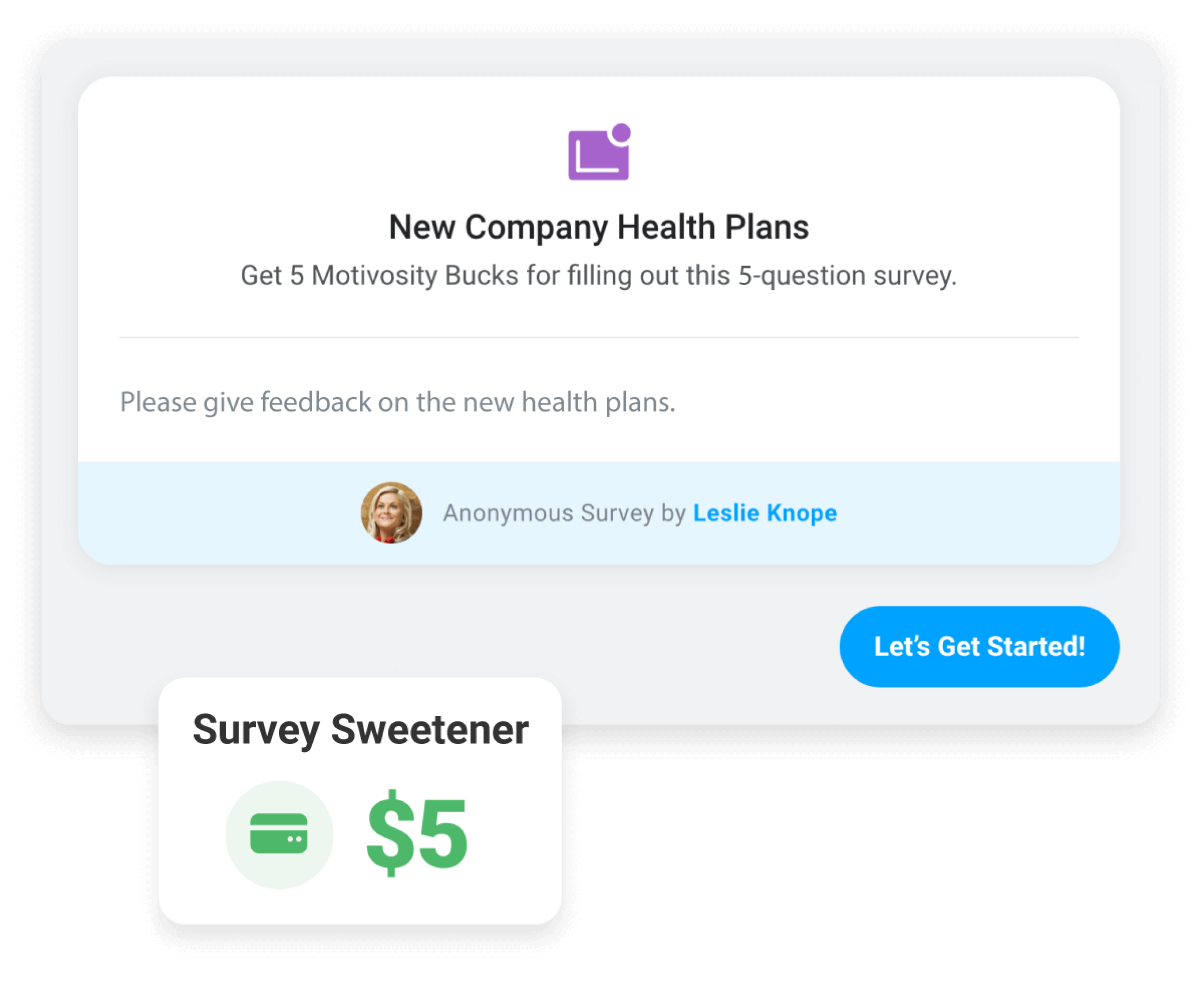 Image of sweeteners in Motivosity, built to increase employee survey response rates and incentivize feedback.