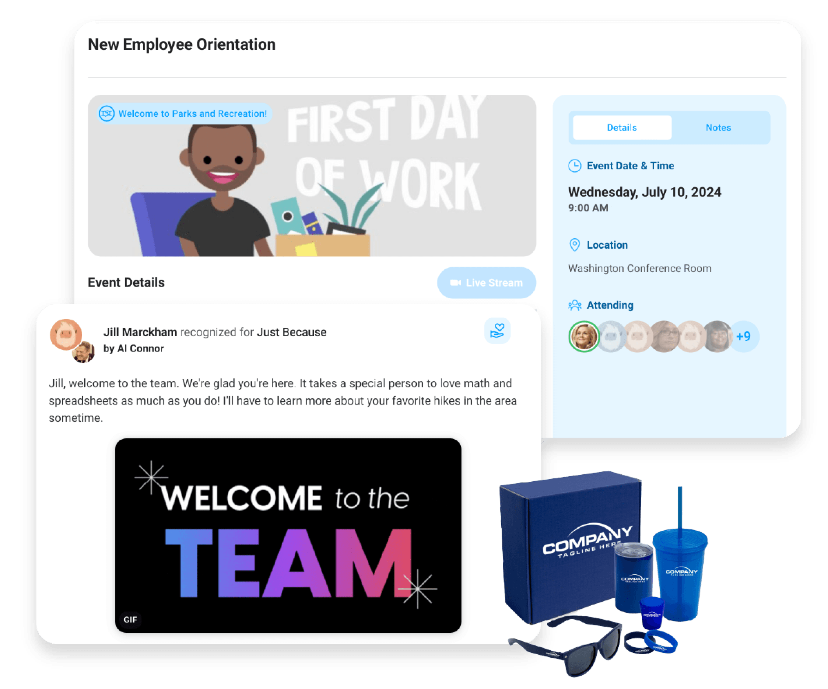 Icon of employee spaces in Motivosity that support a better employee onboarding process.