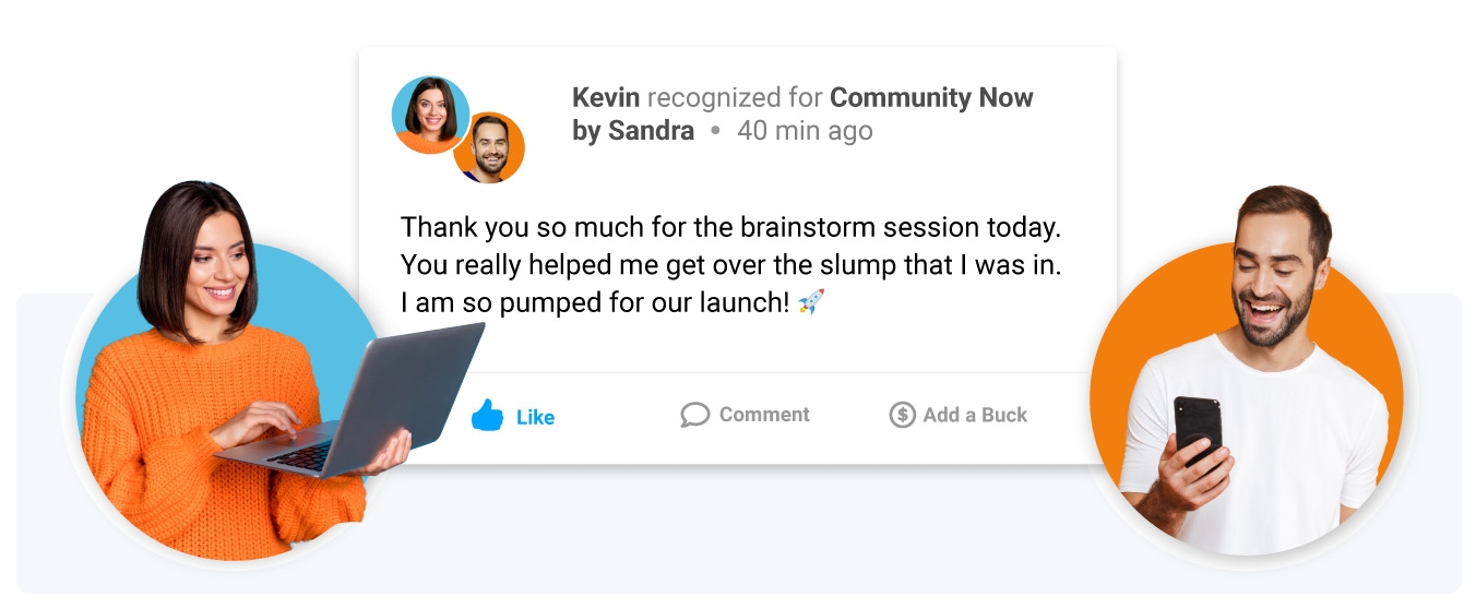 Image of an employee appreciation in Motivosity, an employee recognition and rewards platform that helps build a culture of recognition.